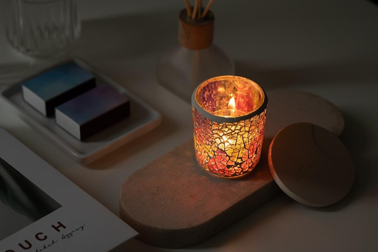 フタつきモザイクグラス