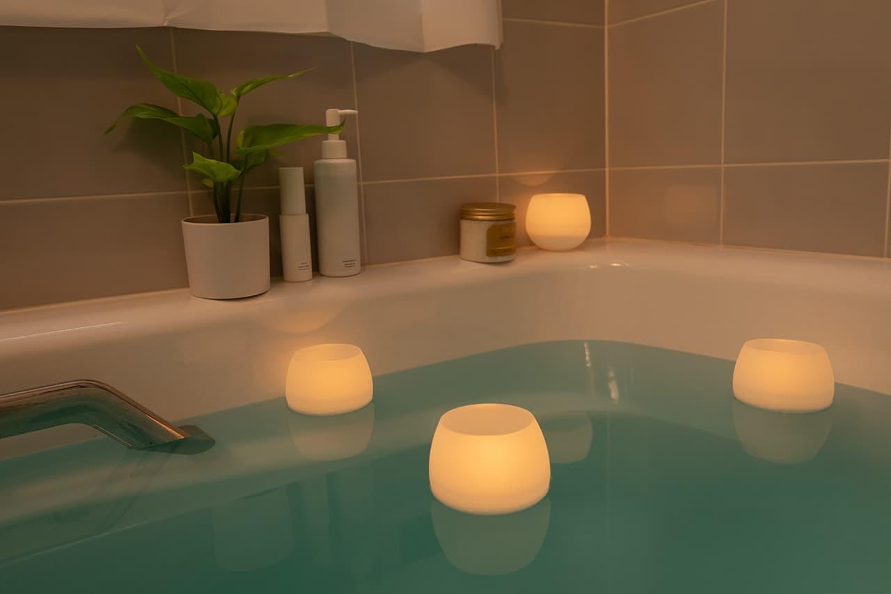 風呂に浮かぶアロマバスキャンドル「プカ」