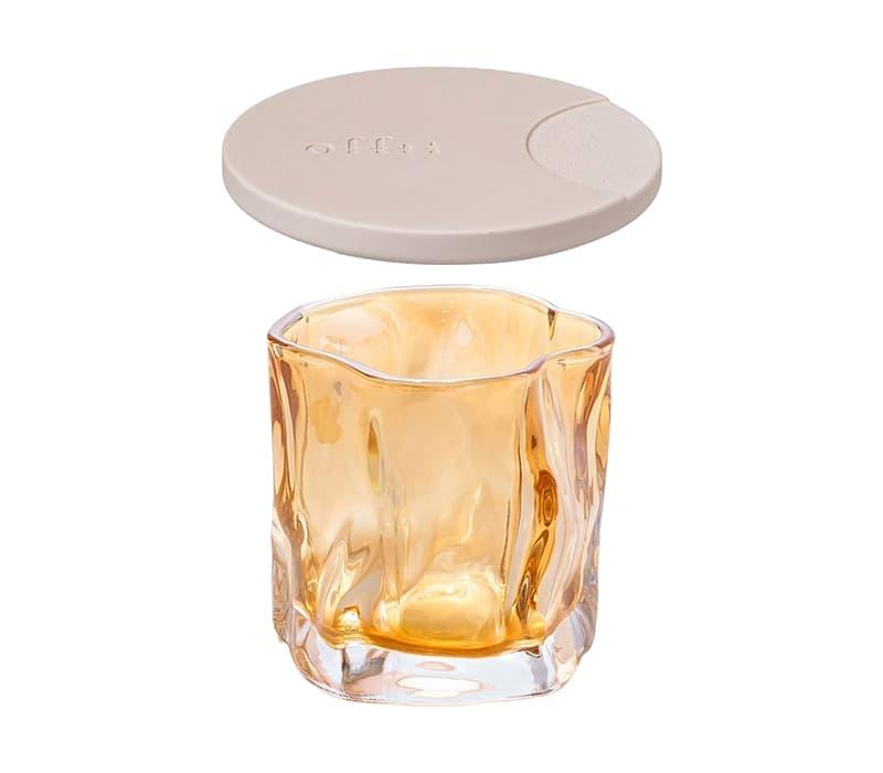 フタ付きキャンドルグラス「カービー」（コハク）